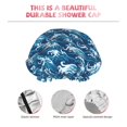 thumbnail image 3 of Kdxio Sea Water Wave Print Shower Cap for Women,Elastic and Reusable,Double Waterproof Layers Bathing Hat, 3 of 6