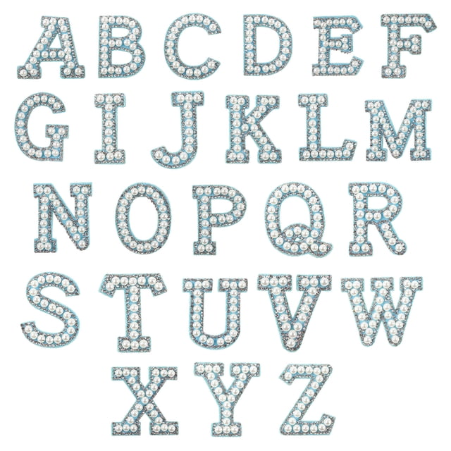 Ramiter Letter Patch Set Of Pearl Rhinestone Shiny Pearl Letter Patch Clothes Applique Imitation Pearl Letter Patch (Colorful) DIY Letter Sticker