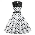 thumbnail image 4 of Jinhomg Womens Lace A Line Dress Trendy Patchwork Polka Dot Printed Party Dresses Flowy Comfy Sleeveless Midi Dress Holiday Wear White XL, 4 of 10