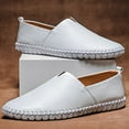 thumbnail image 6 of Xfvqtps Mens Loafers Apron Toe Simplicity Stretch Flexible Slip on Breathable Comfortable Soft Sole Casual Walking Driving Leather Shoes Shoes White, 6 of 6