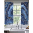 thumbnail image 3 of Sheer Curtains 63 Inches Long, Navy Blue Marble Light Filtering Window Curtains for Living Room, Contemporary Ink Painting Abstract Rod Pocket Voile Sheer Curtain Drapes, 52"W x 63"L, 2 Panels, 3 of 8