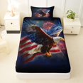 thumbnail image 3 of Manfei Eagle Usa Flag Twin Sheets,July 4Th Fireworks Bedding,Brown Red Blue,3-Piece,1 Fitted Sheet and 1 Pillowcase, 3 of 6