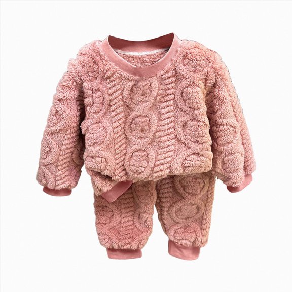 Gerichy Kids Fuzzy Loungewear Pajamas Sets Long Sleeve Solid Fleece Pullover Top and Pants 2pc Fluffy Clothes for Girls Boys 2T-9T