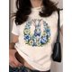 thumbnail image 1 of Camiseta de manga corta con estampado floral de conejito y huevo de Pascua, top informal elástico para mujer, perfecto para uso diario en primavera y verano. Camiseta para adultos, hombres, mujeres, a, 1 of 6