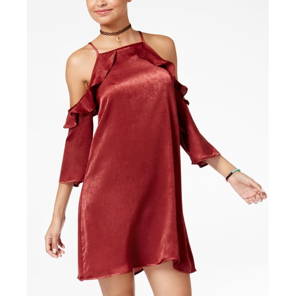 Be Bop Juniors' Cold-Shoulder Shift Dress (Wine, XXS)