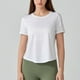 thumbnail image 2 of Camisas de Cuello de Tripulación de Manga Corta para las Mujeres, Moda Casual Color Sólido, Blusas de Cuello Redondo de Yoga Deportivo, 2 of 4