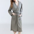 thumbnail image 4 of Long Sleeve Bathrobe for Women Fuzzy Women's Nightgowns & Sleepshirts Oversize Cozy Women's Robes House Womens Robe Grey, 4 of 5