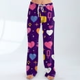 thumbnail image 5 of Hearthz Valentines Day Pajamas Pants Women Love Heart Graphic Pj Pants Women Drawstring Wide Leg Holidays Sleep Pants Women, 5 of 7