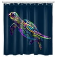 thumbnail image 2 of HVEST Sea Turtle Shower Curtain,  Colorful Marine Life Sea Turtle on Dark Blue Background Shower Curtain Ocean Animal Bathroom Waterproof Polyester Fabric Bath Curtain with Hooks, 72X78 inch, 2 of 6