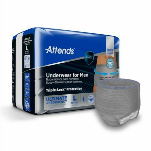 Attends Unisex Incontinence Underwear, Discreet, XL, Moderate, 18 Count