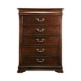 thumbnail image 6 of FOA Ruben 3pc Cherry Wood Panel Bedroom Set - Cal King + Nightstand + Chest, 6 of 15