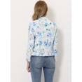 thumbnail image 4 of Chaqueta abierta de la chaqueta del traje de la cosecha del trabajo de la oficina del frente de las mujeres Blanco Azul Claro-floral S, 4 of 5