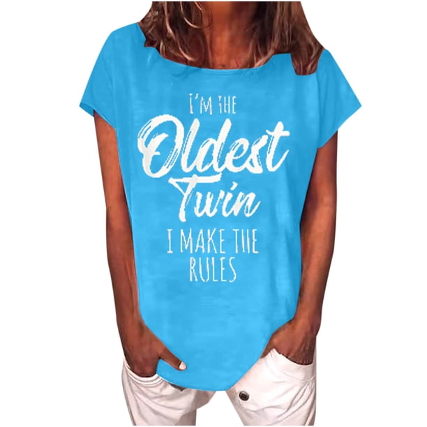 Camiseta de manga corta con cuello redondo suelta informal estampada para mujer Fridja gope2000
