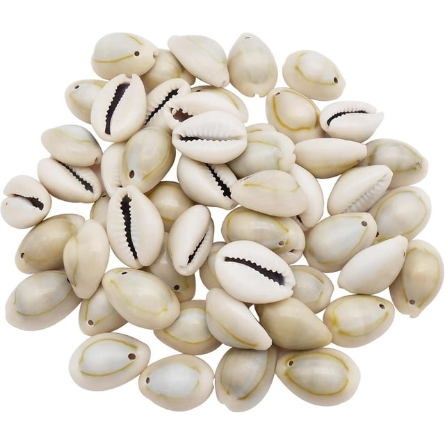 GraceAngie 100pcs Open Back Natural Spiral Shell Charm Beads with Hole Smooth Cut Oval Seashells Beach Cowrie Shells for DIY Craft Jewelry Making, Vase Filler Fish Tank Home Decor, 0.6"-1"