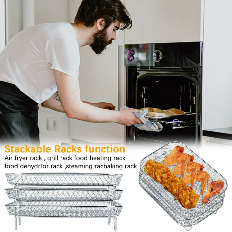 Stainless-Steel Stacking Oven Basket and Cooking Tray