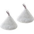 thumbnail image 1 of 2 Pcs Poignée de Pot en Coton, Support de Pot en Tissu Résistant à la Chaleur Gant de Cuisson Triangle Isolé Antidérapant Couvercle de Pot (Floral - Gris Clair), 1 of 5