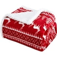 thumbnail image 2 of Red Sherpa Christmas Twin Blanket, Fuzzy Fluffy Soft Cozy Blanket, Fleece Flannel Plush Microfiber Blanket for Couch Bed Sofa (60" X 80", Red Reindeer), 2 of 6