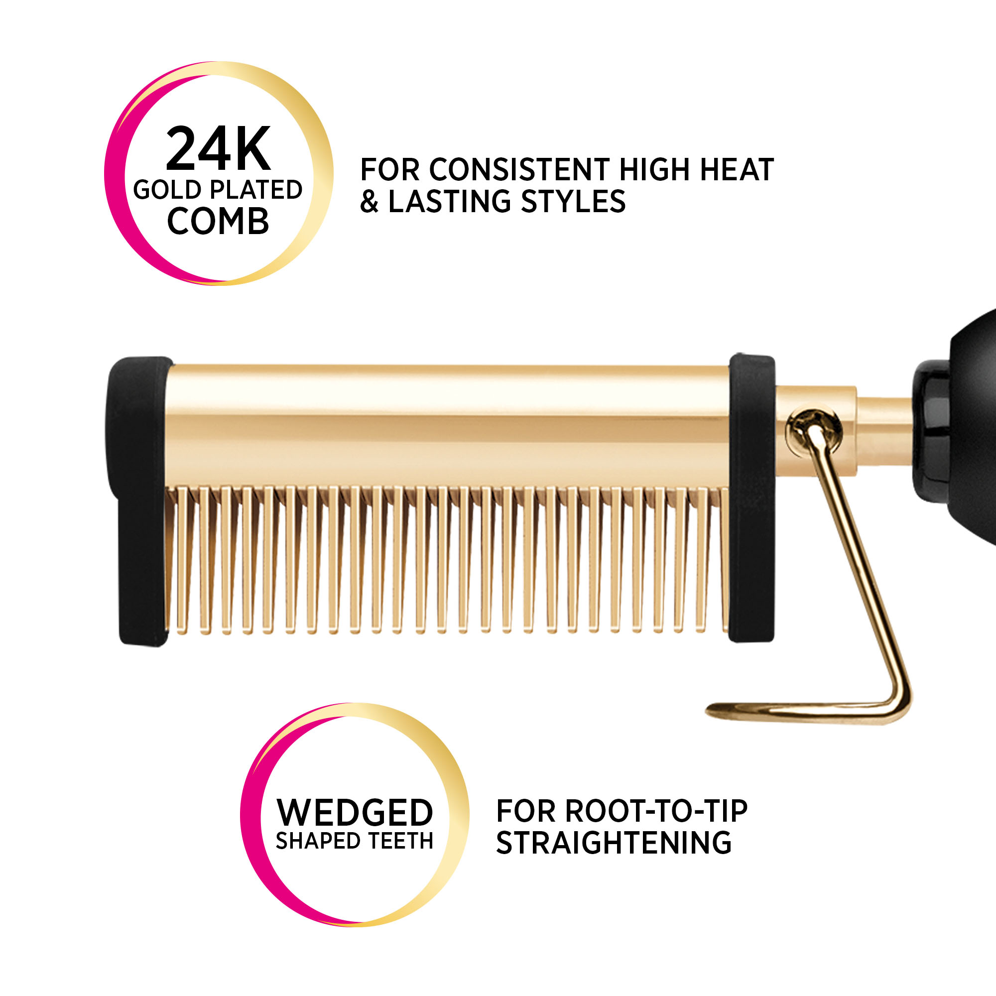 Gold N Hot 24K Gold Hair Straightening and Pressing Comb - image 2 of 6