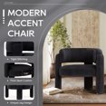 thumbnail image 4 of MALOL Modern Velvet Accent Chair, Upholstered Barrel Side Chair, Comfy Round Upholstered Arm Chair with 3 Legs for Living Room, Bedroom, Reading, Black, 4 of 15