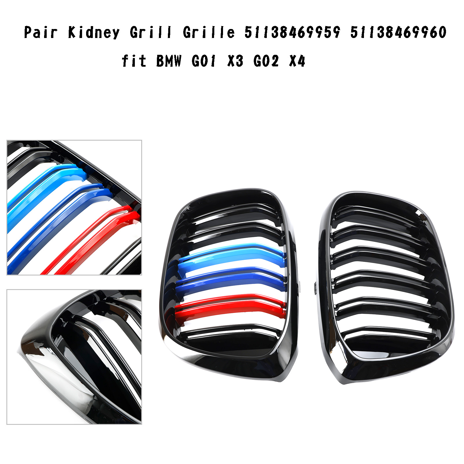 2PCS M-Color Kidney Grill Grille 51138469959 fit for BMW G01 X3 