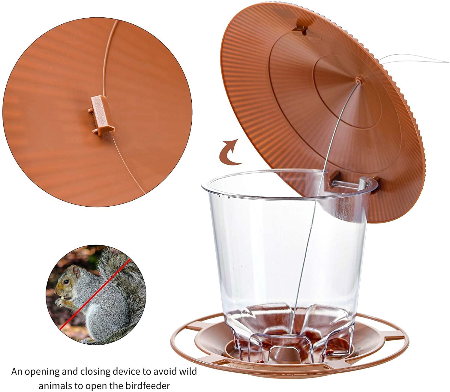 Bird Feeder Outdoor Hanging for Wild Bird Seed, Brown