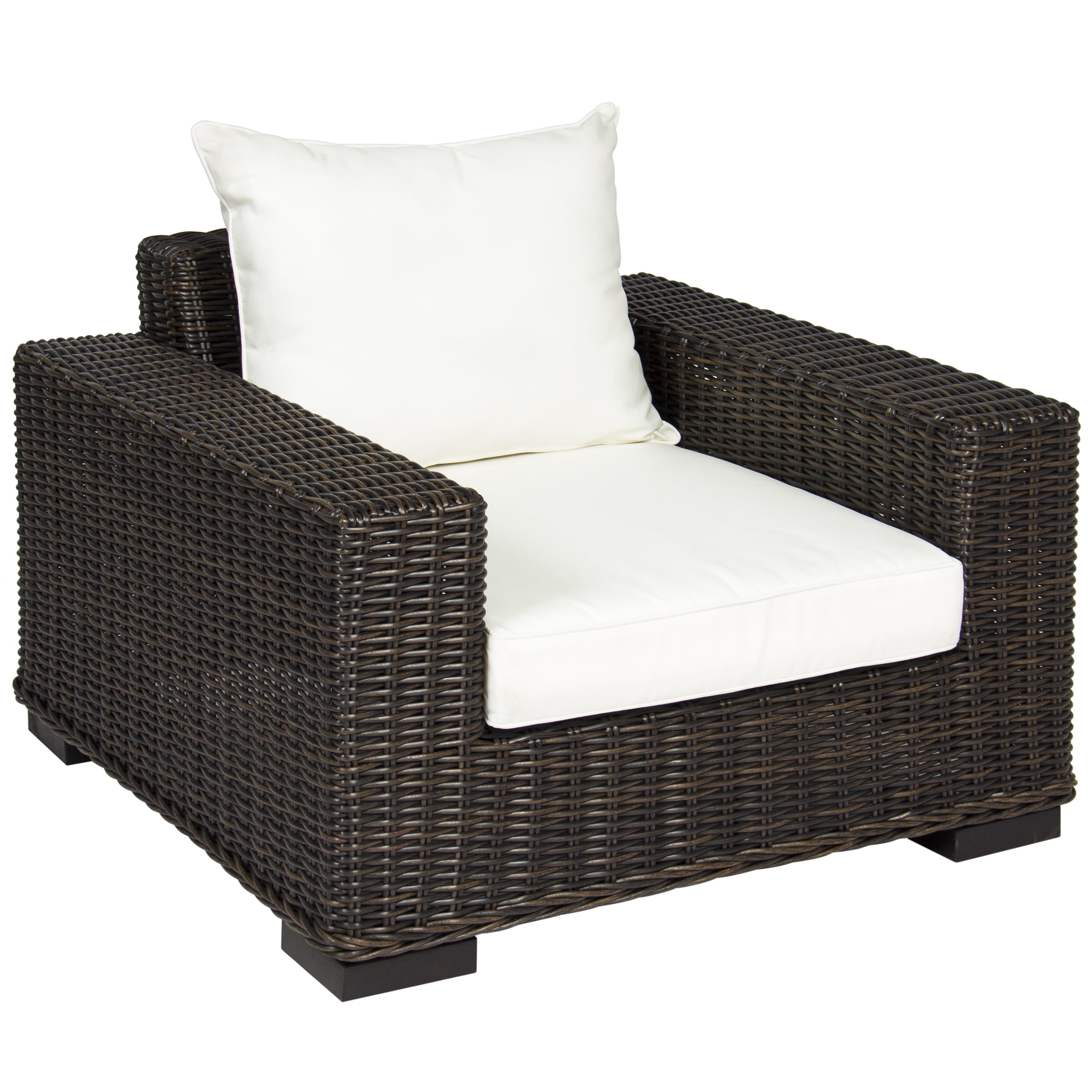 Best Choice Products Oversized Outdoor Patio Wicker Club Arm Chair W Best Choice Products Oversized Outdoor Patio Wicker Club Arm Chair W White Cushion Brown