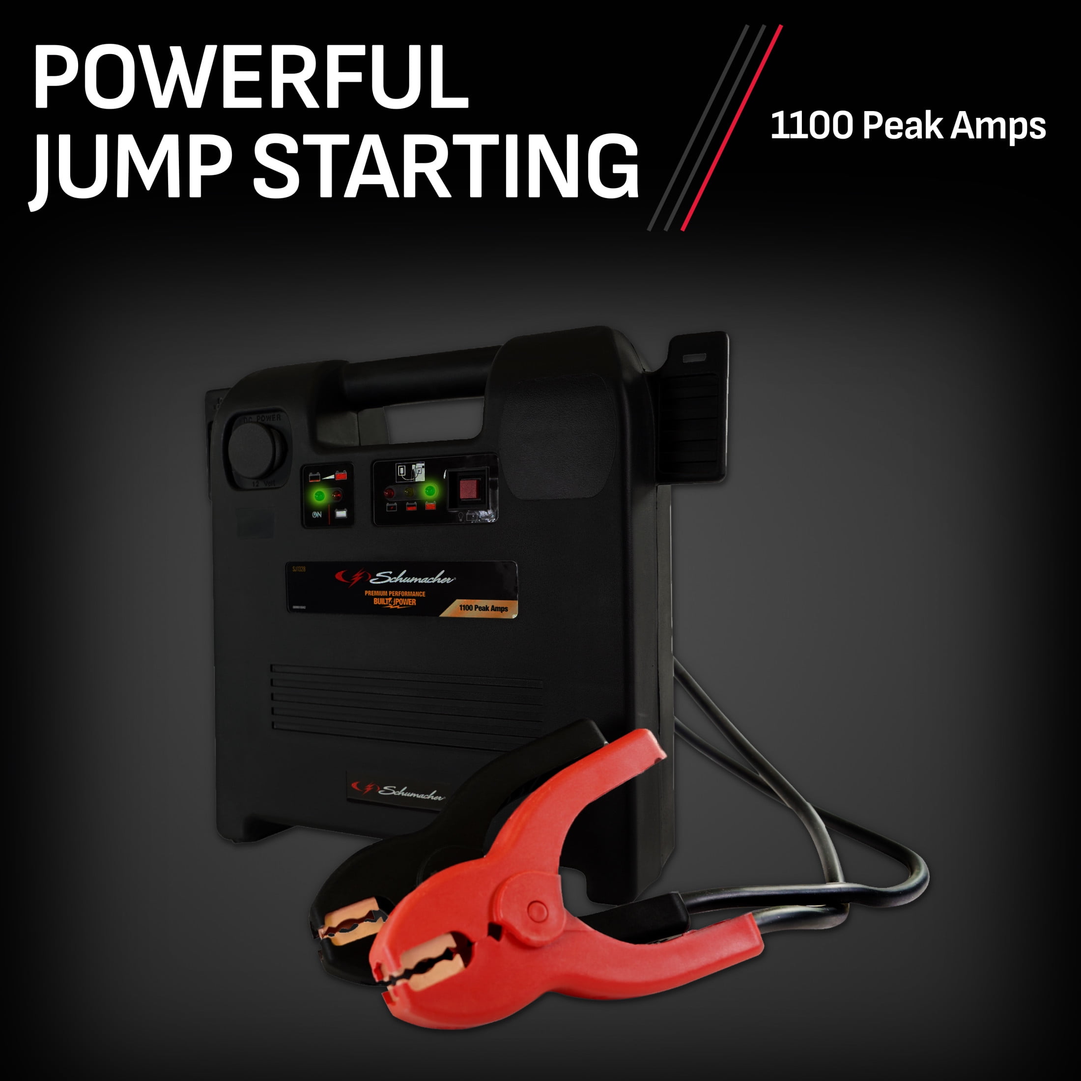 Schumacher Electric 1100A Car Battery Jump Starter and Power Station, 12V DC Charging, 12V Sport, Auto, and Marine Batteries, SJ1328