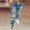 Blue, variant on Solid Color Bandage Hole High Jeans Flares Ankle Fashion Pants, Blue S-L5