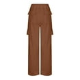 thumbnail image 6 of FAIWAD Womens Stretch Cargo Pants High Waist Casual Workout Wide Leg Trousers with Pockets (XX-Large, Coffee), 6 of 6