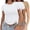 Khaki, variant on Women's Crop T Shirt Girls Summer Pullover Top Women's Thin Round Neck Fashion Short Sleeves