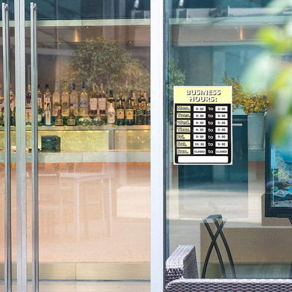 TEHAUX Business Hours Sign for Window Yellow 1Set 12x8in