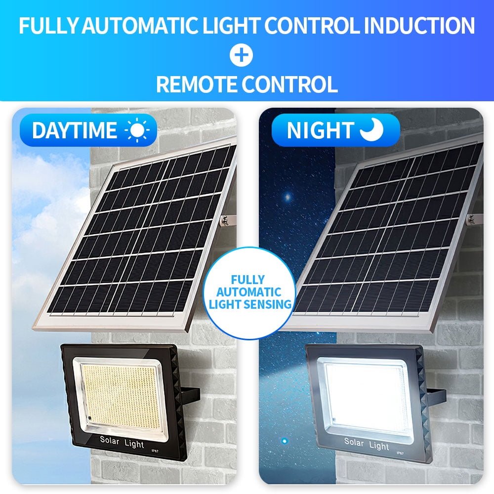 Solar Motion Lights Outdoor,100W 409 LED Separate Panel Solar Powered Flood Security Lights with Remote,IP67 Waterproof Wall Lights for Garden Garage Yard Backyard Patio