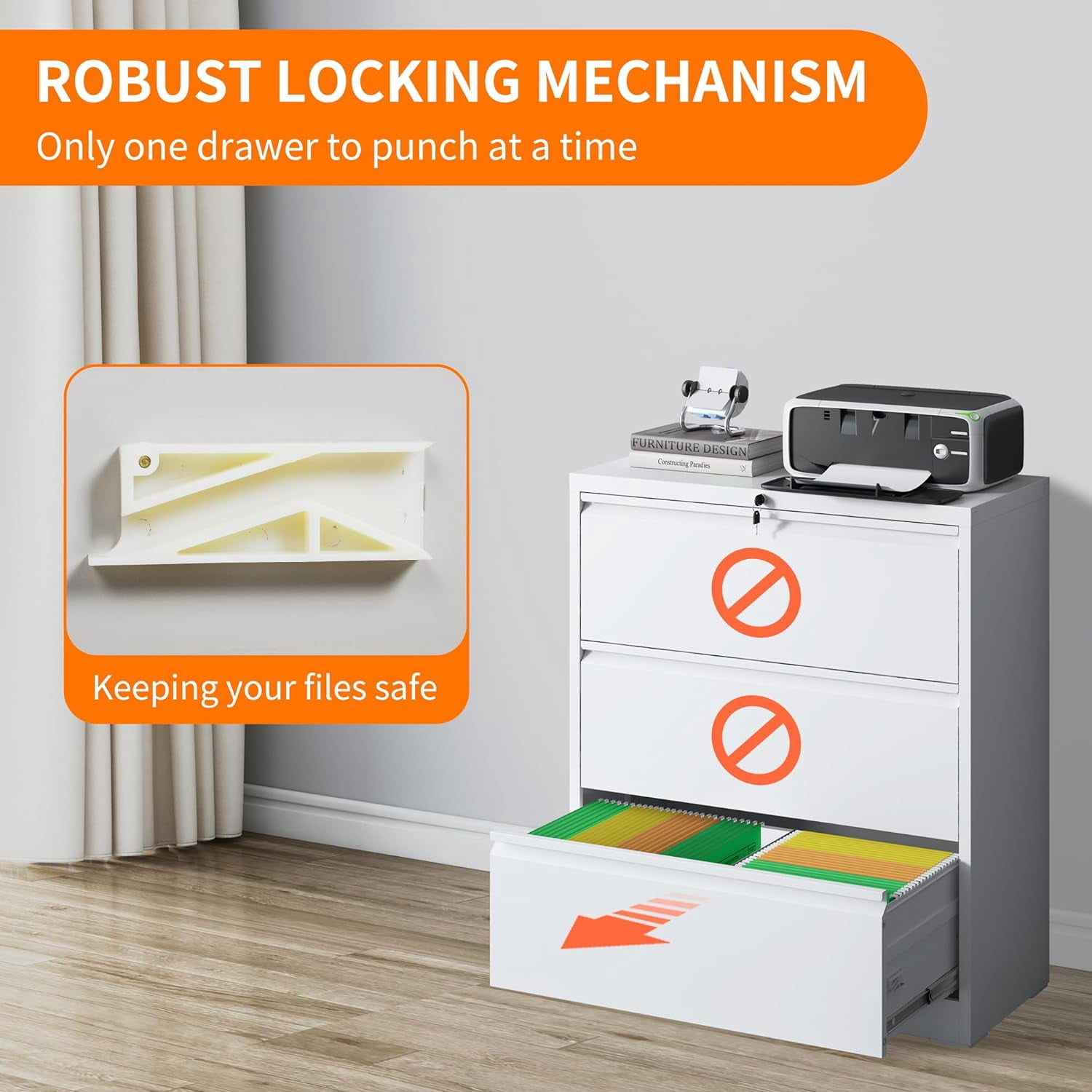Heavy Duty Locking Metal File Cabinet for Home Office, Lateral Steel Cabinet with Drawers - Legal/Letter Size File, Assembly Required