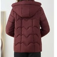 thumbnail image 4 of Puffer Jacket for Women with Detachable Hood, Winter Thicken Warm Pockets Quilted Cotton Full-zip Down Coat Outwear (3XL, Wine), 4 of 7
