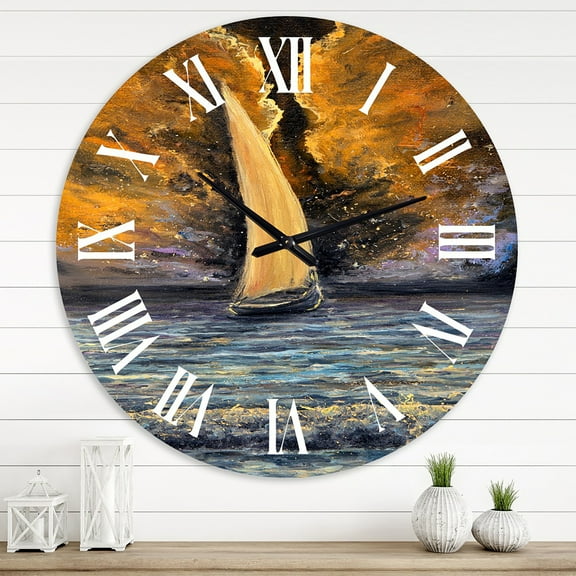 Designart 1 in Quartz Coastal Wall Clock