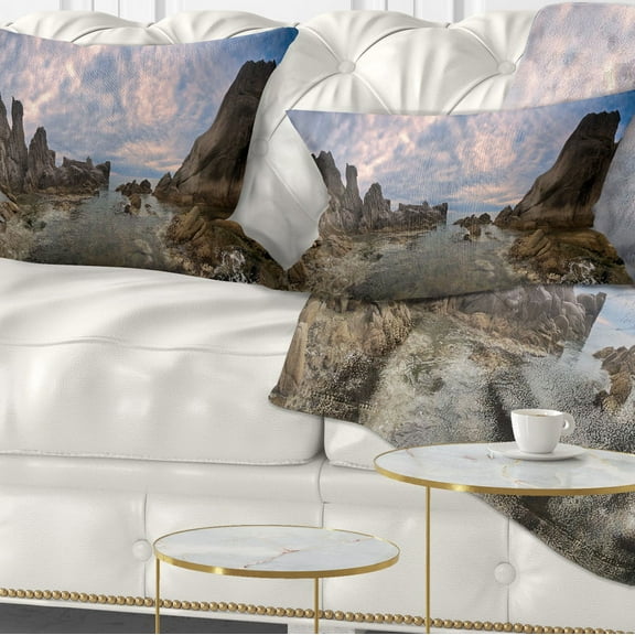 Designart 12" x 20" Brown Polyester Throw Pillow