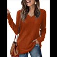 thumbnail image 1 of Blusas de Larga para Mujer, Camisetas con Cuello en V, Suéteres Tipo Túnica Ligeros, Moda Color Caramelo XL, 1 of 9