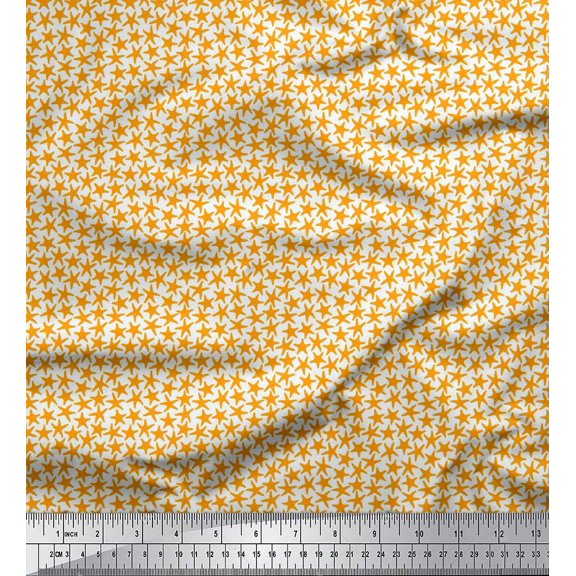 Soimoi Poly Georgette Fabric Stars Star Printed Fabric 1 Yard 42 Inch Wide