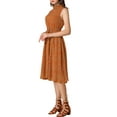 thumbnail image 4 of INSPIRE CHIC Women's Sleeveless Knee Length Floral Dress Brown S, 4 of 6