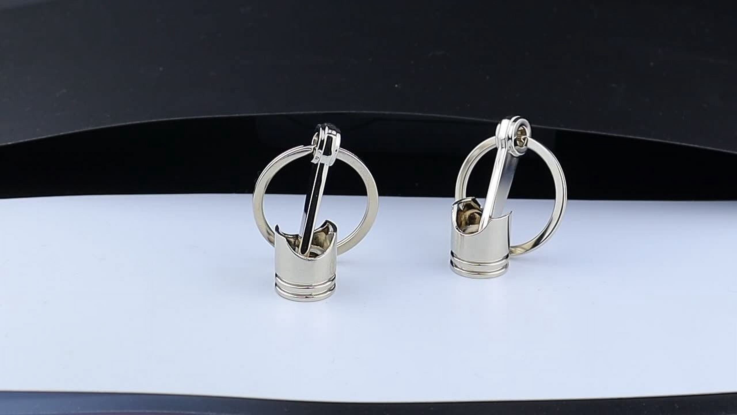 Engine Piston Key Ring Metal Alloy Keychain for Car Enthusiasts Unique Accessory Gift for Men and Women Silver Tone