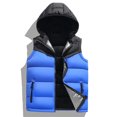 thumbnail image 5 of Atkumj Mens Puffer Vest Stylish Color Block Full Zip Hooded Vest Loose Casual Warm Fleece Lined Mens Vests Outerwear for Fall Winter L, 5 of 5
