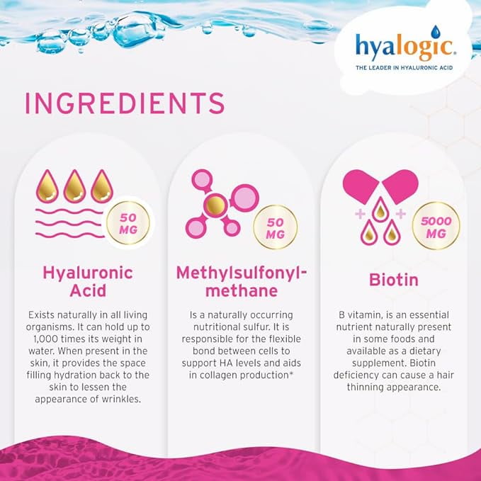 Hyalogic Hyaluronic Acid, Advanced Formula, Hair, Skin & Nails Support, 12 fl oz (354.88 ml)