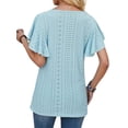 thumbnail image 4 of Nlife Women Floral Cut-out Scalloped Neck Ruffle Short SleeveT-Shirt, 4 of 7