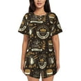 thumbnail image 1 of Fotbe coffee shop house Conjunto de Pijama Estampado para Mujer, 2 Piezas, Ropa de Dormir con Camiseta de Manga Corta y Shorts Suaves-Small, 1 of 6