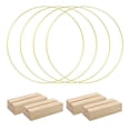 thumbnail image 1 of 4 PCS 12 Inch Metal Floral Hoop Centerpiece for Table, Metal Wreath Ring with 4 PCS Wood Place Card Holders for DIY, 1 of 7