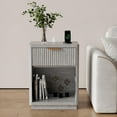 thumbnail image 1 of Table de Nuit Cannelée avec Station de Recharge, Table de Nuit Cannelée Mi-Siècle Moderne, Table de Nuit en Bois, Table d'Appoint Moderne avec Coins Courbés, 1 of 7