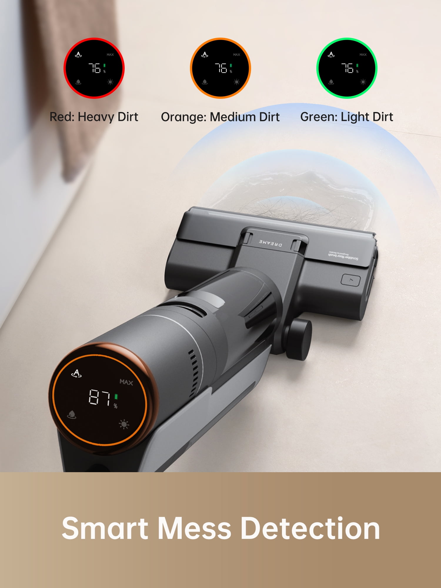 Dreame H12s Wet Dry Vacuum Cleaning Kit, Cordless Vacuum Mop for Hard Floors, Edge Cleaning with Dirt Detection, Hot Air Drying, Smart Floor Cleaner for Sticky Messes on Multi-Surfaces, 1 more Filter
