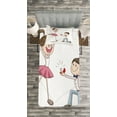 thumbnail image 3 of Ambesonne Cartoon Quilted Bedspread Set 2 Pcs, Romantic Couple, Twin Size, Pink Blue and White, 3 of 3