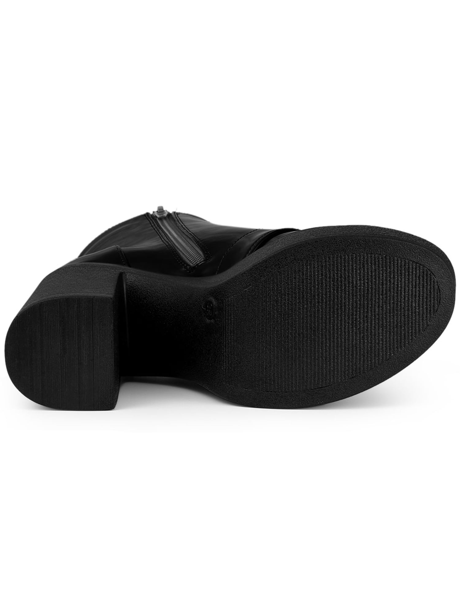DARING DIVA Women's Zip Platform Block Heel Combat Boots Black 8.5