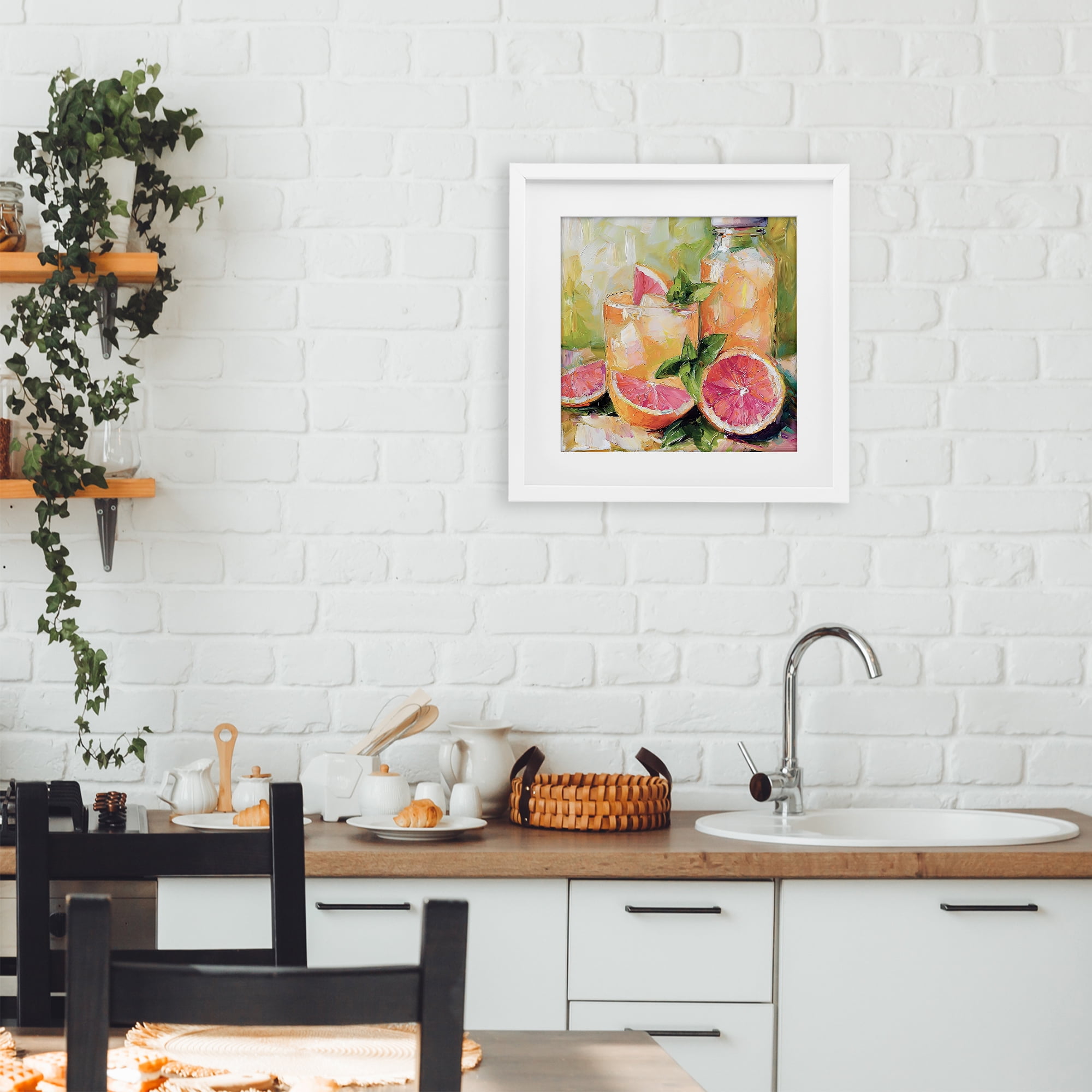 Stupell Industries Grapefruit Summer Refreshment White Framed Print Under Glass, design by Riley B